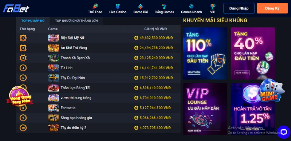 Các chương trình khuyến mãi tại 789 Club Casino